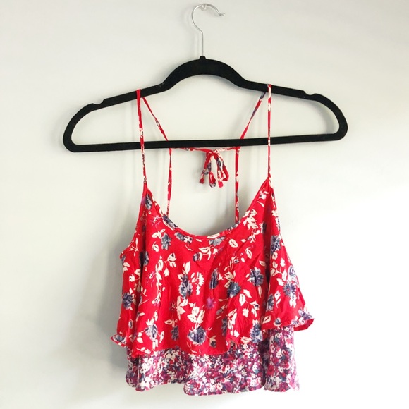 Urban Outfitters Tops - Urban Outfitters Red floral Crop Top